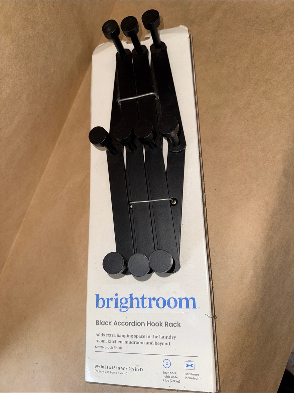 Brightroom Matte Black Accordion Hook Rack